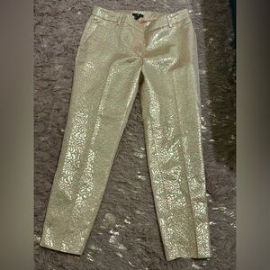 H&M Metallic Gold Floral Brocade Slim Pants – Size 8 (NWT)